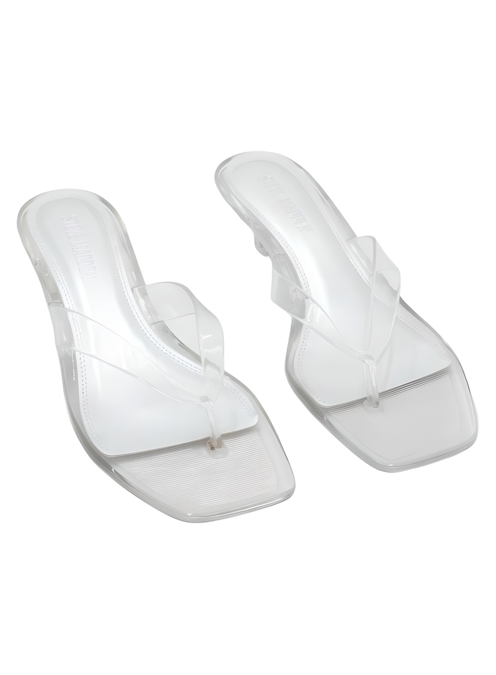 Steve Madden Womens Tracie-J Clear 2" Kitten Heel Thong Sandals Size 9M